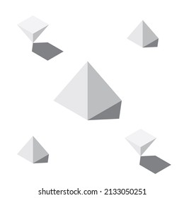 Isometric geometric shape : pyramid. Science, geometry and math. 3D illustration. Flat style. Isolated vector for presentation, infographic, website, apps and other uses.