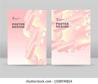 Isometric geometric shapes abstract poster background