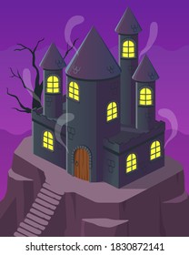 Isometrisches Geisterschloss auf Hochglanzillustration,