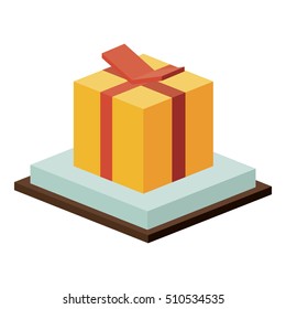 Isometric gift box with bowtie design
