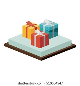 Isometric gift box with bowtie design