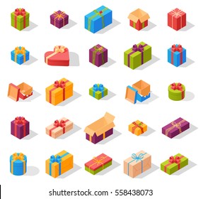 Isometric gift box set vector.