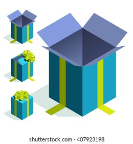 Isometric gift boxes. Vector image