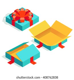 Isometric gift boxes. Vector image