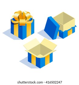 Isometric gift boxes. Vector image