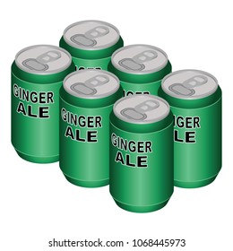 Isometric Ginger Ale Can Six Pack