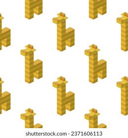 Isometric giraffe pattern on a white background. Vector