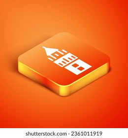 Isometric Giralda in Seville Spain icon isolated on orange background.  Vector