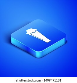 Isometric Glass of beer icon isolated on blue background. Blue square button. Vector Illustration Isometric Glass of beer icon isolated on blue background. Blue square button. Vector Illustration