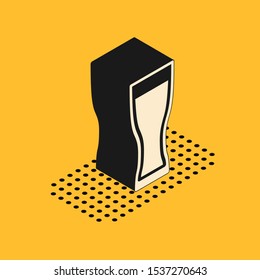 Isometric Glass of beer icon isolated on yellow background.  Vector Illustration