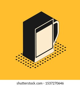 Isometric Glass of beer icon isolated on yellow background.  Vector Illustration