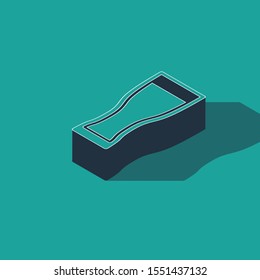 Isometric Glass of beer icon isolated on green background.  Vector Illustration