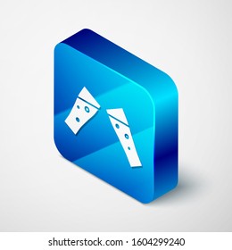 Isometric Glass of beer icon isolated on white background. Blue square button. Vector Illustration