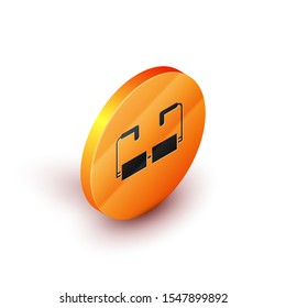 Isometric Glasses icon isolated on white background. Eyeglass frame symbol. Orange circle button. Vector Illustration