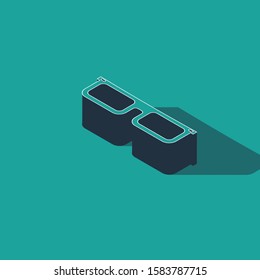 Isometric Glasses icon isolated on green background. Eyeglass frame symbol.  Vector Illustration