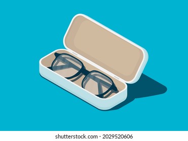 Isometric glasses in a open case