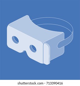 Isometric glasses of virtual reality for a smartphone on a blue background. Flat vector illustration EPS10.