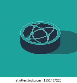 Isometric Global technology or social network icon isolated on green background.  Vector Illustration