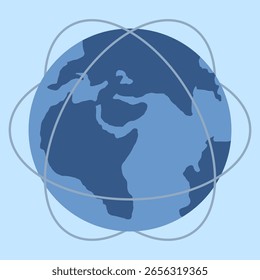Isometric globe. Global network connection. Global digital technology. Isometric technology