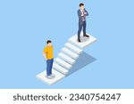 Isometric goal and target achievement concept. Hope to success in business, accomplishment or reaching business goal. Career growth, business success, profit