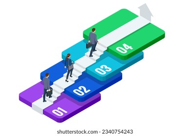 Isometric goal and target achievement concept. Hope to success in business, accomplishment or reaching business goal. Career growth, business success, profit