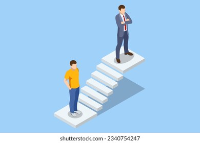 Isometric goal and target achievement concept. Hope to success in business, accomplishment or reaching business goal. Career growth, business success, profit