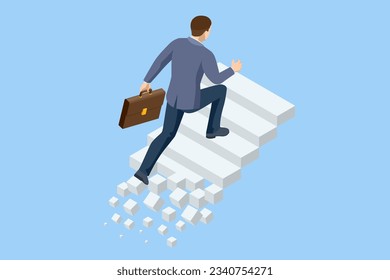 Isometric goal and target achievement concept. Hope to success in business, accomplishment or reaching business goal. Career growth, business success, profit