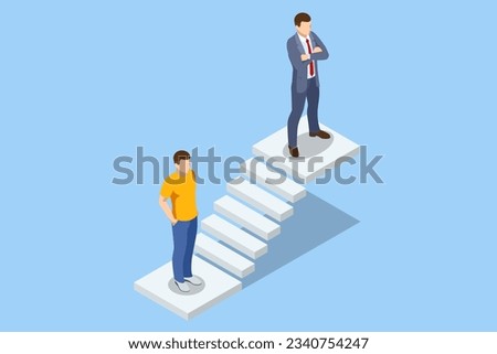 Isometric goal and target achievement concept. Hope to success in business, accomplishment or reaching business goal. Career growth, business success, profit