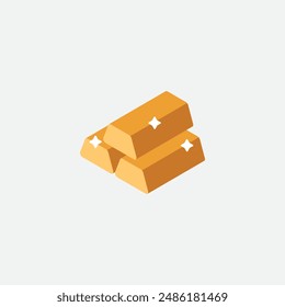 Isometric gold bar icon flat vector design