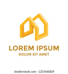 Isometric Gold House Logo Design