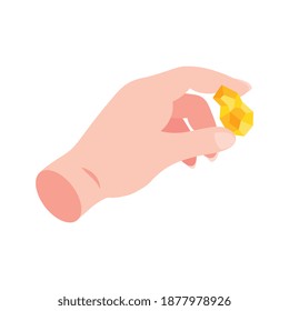Isometrischer Goldrausch mit Goldstück, Vektorgrafik