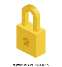 Isometric Gold Padlock