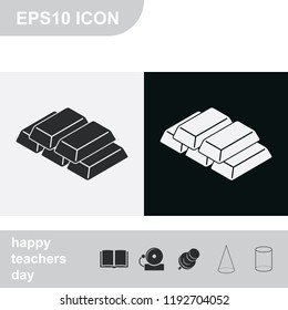 Isometric golden bricks flat black and white vector icon. Ingot illustration.