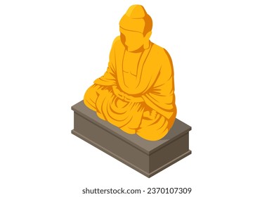 Isometric Golden Buddha statue isoleted. The Golden Buddha, officially titled Phra Phuttha Maha Suwanna Patimakon