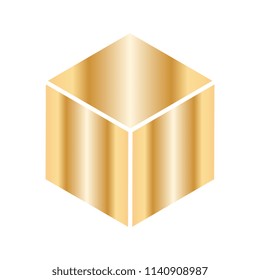 isometric golden cube with white edges. abstract cubic geometric shape with gradient. vector element for logo, product branding or other design.