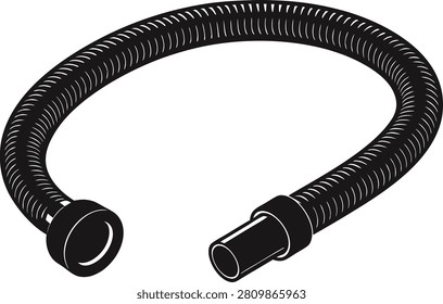 isometric Gooseneck Flexible Hose Pipe with Connectors for Plumbing silhouette vector