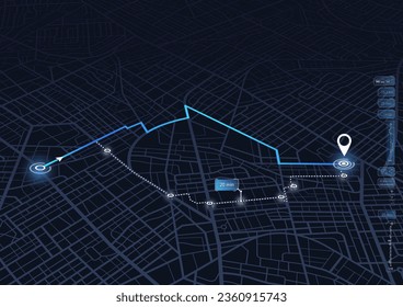 Isometric Gps, graphic tourist map of territory. Smartphone map application. App search map navigation. Fragments of town. Futuristic route dashboard gps map tracking. Vector illustration,