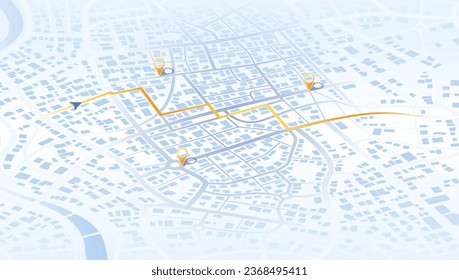 Navegación de mapas Gps isométricos a casa. Vista desde arriba de los edificios del mapa. Vista detallada de la ciudad. Mapa turístico gráfico decorativo. Vista superior. Antecedentes abstractos. Estilo plano, vector, ilustración aislada