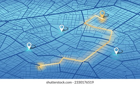 Isometric Gps map navigation to own house. City top view. View from above the map. Detailed view of city. Decorative graphic tourist map. Abstract transportation background. Vector, illustration.