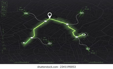 Isometric Gps map navigation to own house. City top view. View from above the map. Detailed view of city. Decorative graphic tourist map. Abstract transportation background. Vector, illustration.