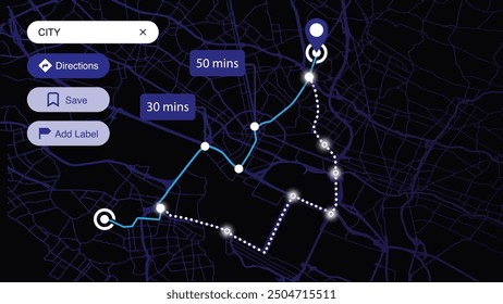 Isometric GPS Navigation. City and Country Map Tracking. Smartphone Mobile Map App Navigation. Driving Route Dashboard GPS Tracking. Vector Illustration