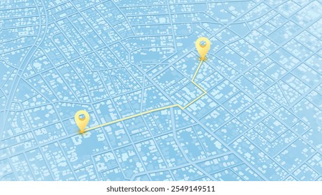 Mapa de navegação de GPS isométrico com pino de localização para rastreamento. Visualização de mapa abstrato navegação de rua, posições de apontamento de pinos com precisão. Conceito de rastreamento de rota, ilustração de vetor