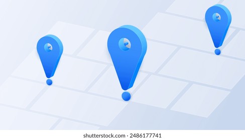 Isometric gps tracking and map. Navigate locate position pin. Isometric street roads and location