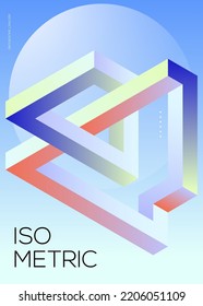 Forma geométrica de gradiente isométrico de fondo abstracto estilo de arte moderno. La plantilla de elemento de diseño puede utilizarse para el afiche, el fondo, la publicación, el folleto, el volante, el folleto, la ilustración vectorial