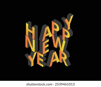 isometric gradient happy new year element for banner