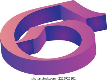 Isometric gradient letter G vector
