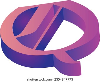 Isometric gradient letter Q vector
