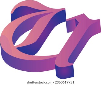 Isometric gradient letter U vector