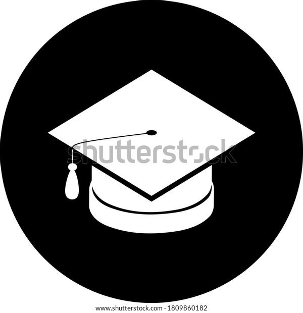 Isometric\
Graduate\'s cap in circle icon. Confederate. Symbol of the end of an\
educational institution or school. Design element for student\
products. Vector illustration in flat style.\
