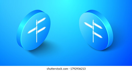 Isometric Graduation cap on globe icon isolated on blue background. World education symbol. Online learning or e-learning concept. Blue circle button. Vector